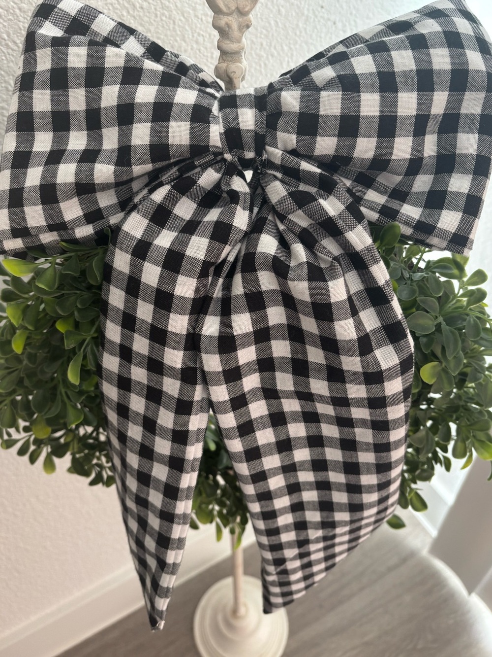 Handmade Black Check Large Bow Handsewn Custom Made Attachable Final Sale